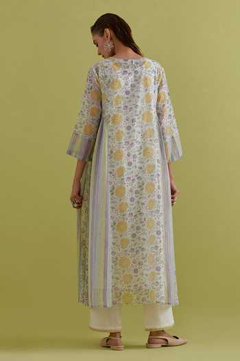 Upavita Floral Block Print Kurta Set 