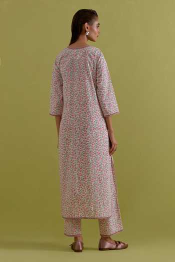 Upavita Floral Block Print Kurta Set 