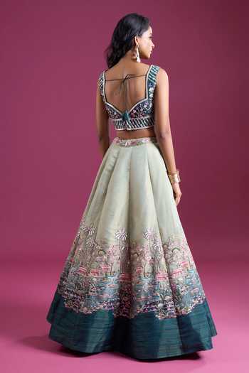 Samyukta Singhania Sequinned & Zari Embroidered Net Lehenga Set 