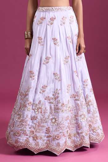 Shop_Samyukta Singhania_Purple Tissue Sweetheart Neck Sequinned And Zari Embroidered Lehenga Set _Online_at_Aza_Fashions