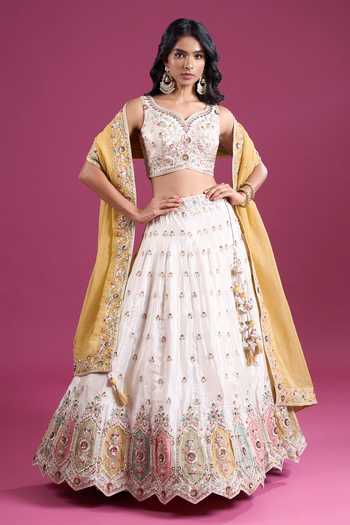 Samyukta Singhania Sequinned & Zari Embroidered Tissue Lehenga Set 