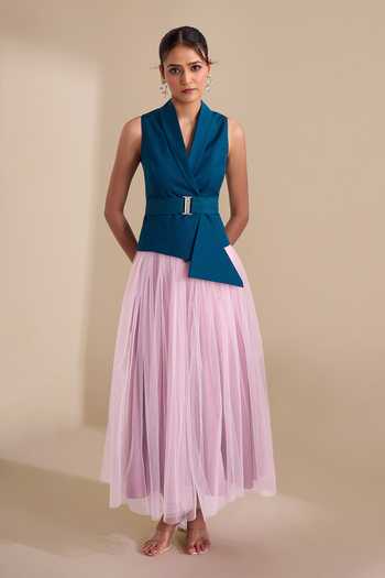 Naintara Bajaj Draped Structured Waistband Skirt 