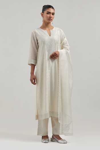 Kora Silk Chanderi Kurta Set 