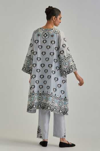 Kora Embroidered Silk Chanderi Kurta & Pant Set 