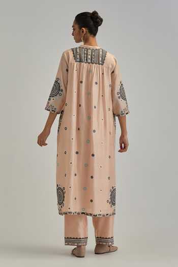 Kora Silk Chanderi Applique Kurta Set 