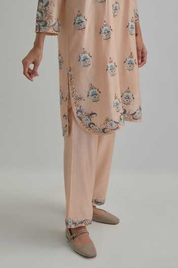 Kora Pink , Chanderi, Cotton, Organza Round Floral Butti Kurta And Pant Set at Aza Fashions Kora_Pink , Chanderi, Cotton, Organza Round Floral Butti Kurta And Pant Set _at_Aza_Fashions