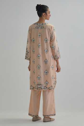Kora Floral Butti Silk Chanderi Kurta & Pant Set 