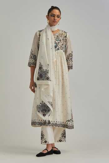 Kora Silk Chanderi Anarkali Set 