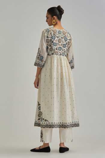Kora Silk Chanderi Anarkali Set 