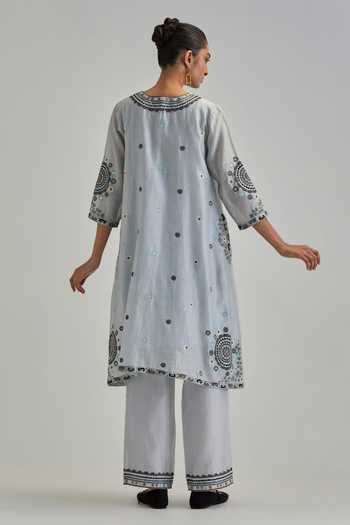 Kora Embroidered Silk Chanderi Kurta Set 