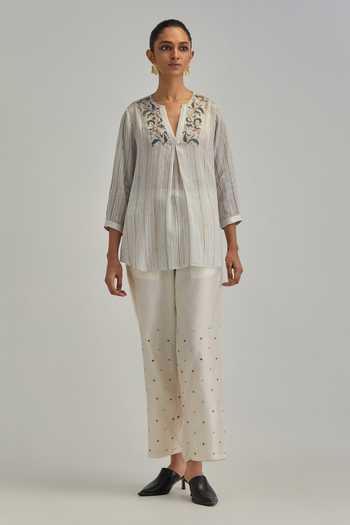Kora Contrast Yoke Top With Pant 