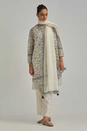 Kora Silk Chanderi Print Kurta Set 