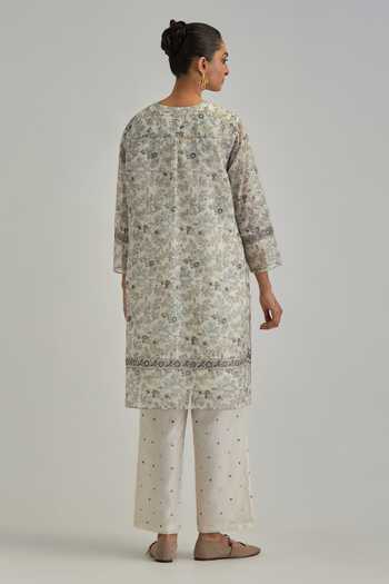 Kora Silk Chanderi Print Kurta Set 