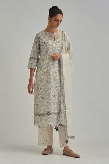 Kora Silk Chanderi Print Kurta Set 