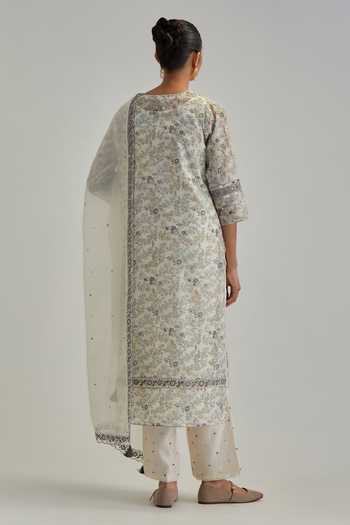 Kora Silk Chanderi Print Kurta Set 