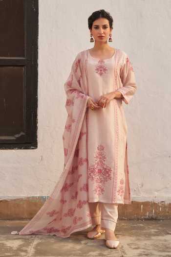 Karaj Jaipur Flower Print Kurta Set 