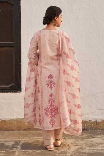 Karaj Jaipur Flower Print Kurta Set 