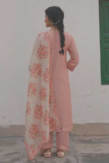 Karaj Jaipur Straight Kurta Set With Printed Dupatta