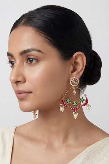 Zevar By Geeta Kundan Polki Chandbali Earrings 