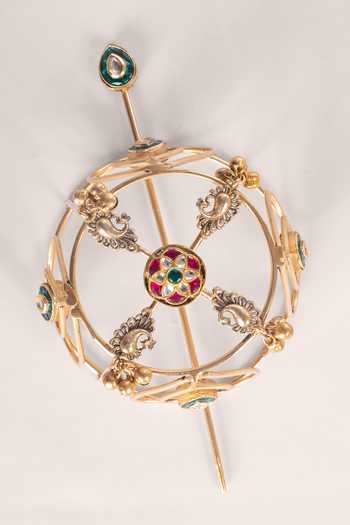 Zevar By Geeta Kundan Polki Hair Bun & Hair Pin Set 