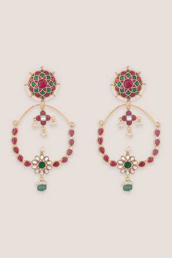 Zevar By Geeta Kundan Polki Chandbali Earrings 