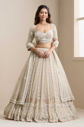 Chaashni By Maansi And Ketan Beaded Jaal Embellished Bridal Lehenga Set 