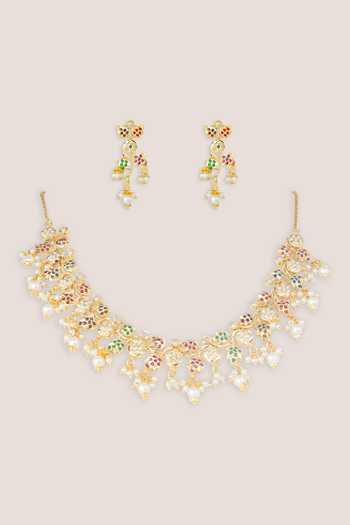 Zevar By Geeta Bead Drop Necklace & Earrings Set