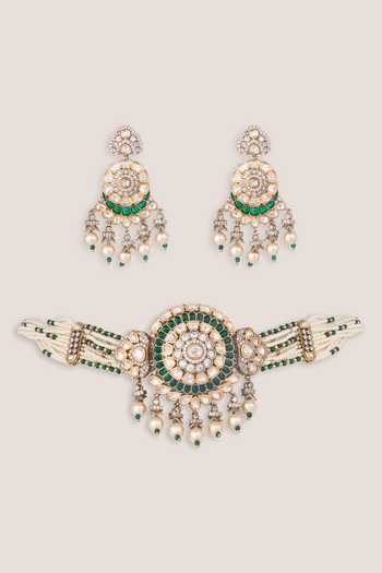 Zevar By Geeta Kundan Polki Choker Necklace Set 