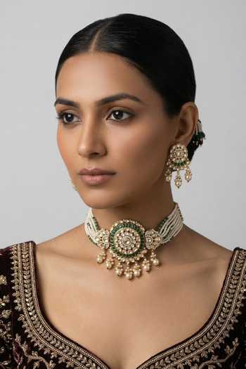 Zevar By Geeta Kundan Polki Choker Necklace Set 