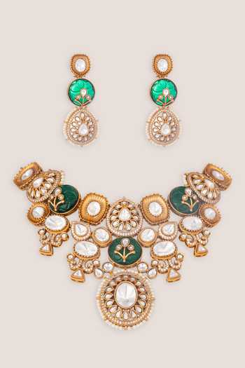 Zevar By Geeta Kundan Necklace & Earrings Set 