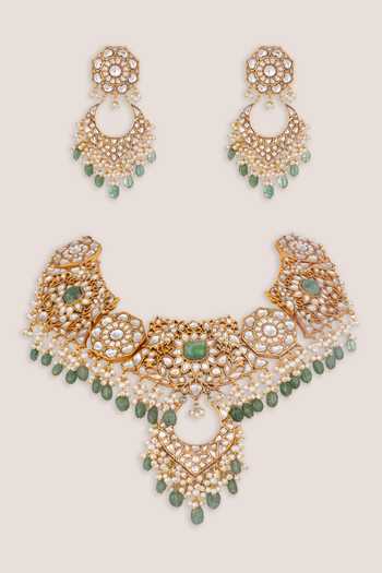 Zevar By Geeta Kundan Necklace & Earrings Set 