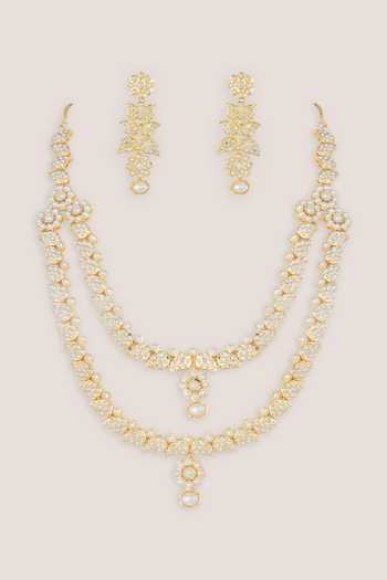 Zevar By Geeta Layered Necklace & Earrings Set 