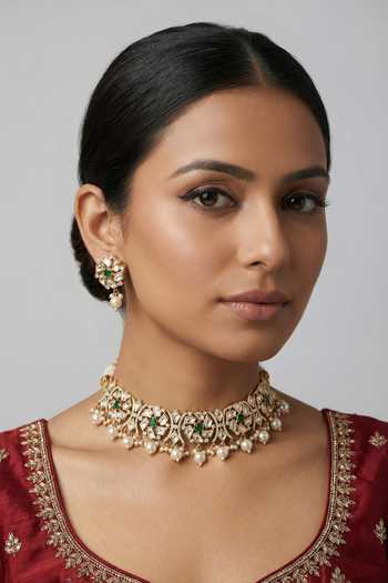 Zevar By Geeta Kundan Necklace & Earrings Set 