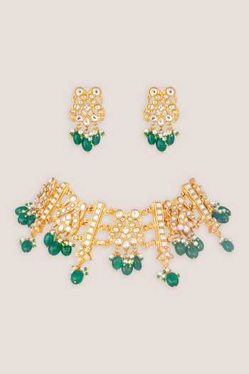 Zevar By Geeta Kundan Necklace & Earrings Set 