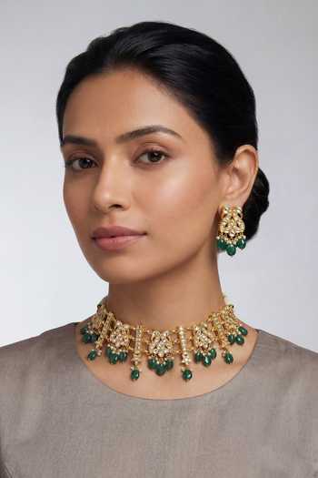 Zevar By Geeta Kundan Necklace & Earrings Set 