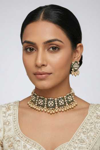 Zevar By Geeta Kundan Necklace & Earrings Set 
