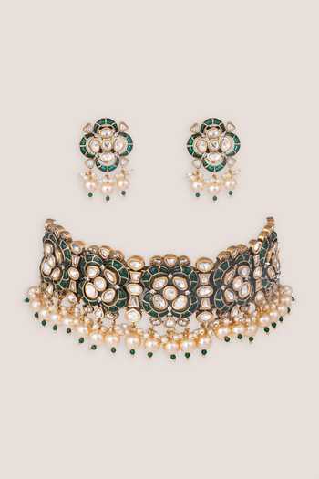 Zevar By Geeta Kundan Necklace & Earrings Set 
