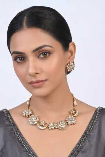 Zevar By Geeta Kundan Necklace & Earrings Set 