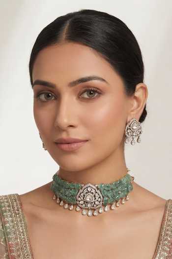 Zevar By Geeta Polki Choker Necklace & Earrings Set 