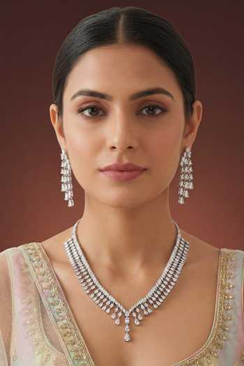 Zevar By Geeta Teardrop Necklace & Earrings Set 