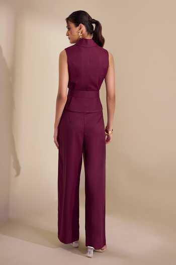 Naintara Bajaj Structured Asymmetric Waistcoat & Trouser Set 