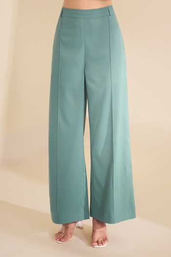 Buy_Naintara Bajaj_Green Lycra Shawl Neck Sleek Lapel Waistcoat And Trouser Set 
