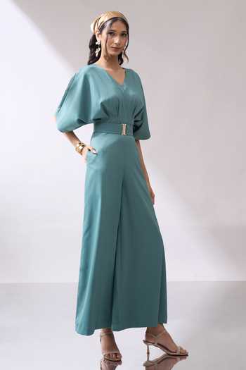 Buy_Naintara Bajaj_Green Serenity In Style Sea Jumpsuit _Online_at_Aza_Fashions
