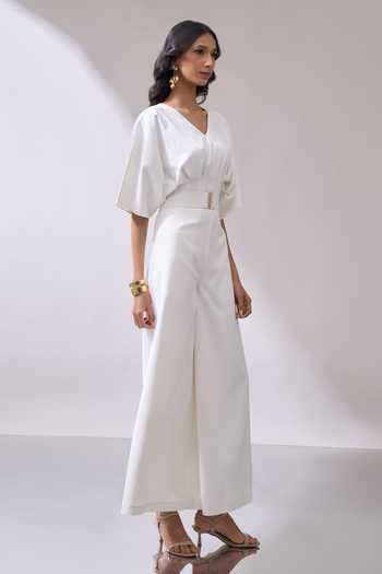 Naintara Bajaj_Ivory Grace In Motion Timeless Jumpsuit _Online_at_Aza_Fashions