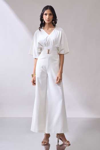 Naintara Bajaj_Ivory Grace In Motion Timeless Jumpsuit _at_Aza_Fashions