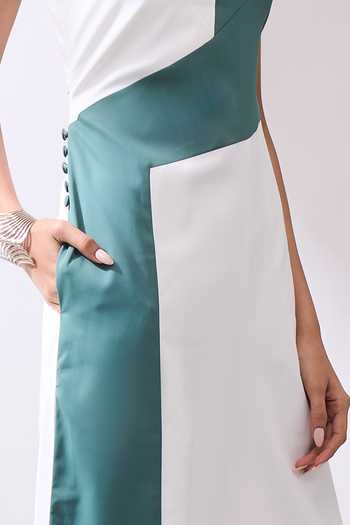 Naintara Bajaj_Green Grace In Contrast Jumpsuit _Online_at_Aza_Fashions