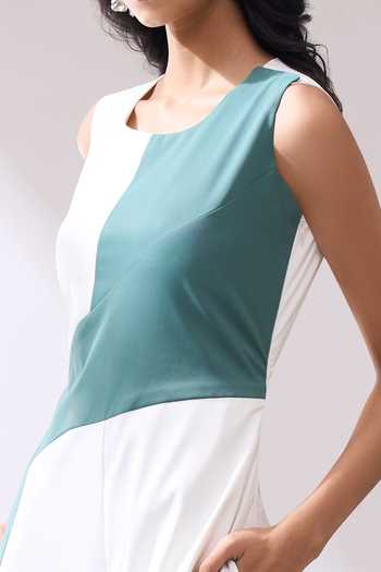 Buy_Naintara Bajaj_Green Grace In Contrast Jumpsuit _Online_at_Aza_Fashions