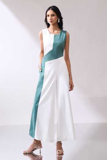 Shop_Naintara Bajaj_Green Grace In Contrast Jumpsuit 