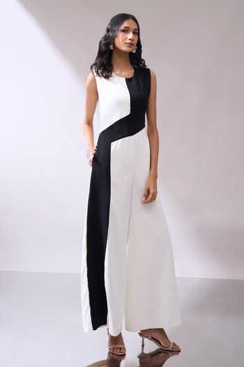 Naintara Bajaj_Black Grace In Contrast Color Block Jumpsuit _at_Aza_Fashions