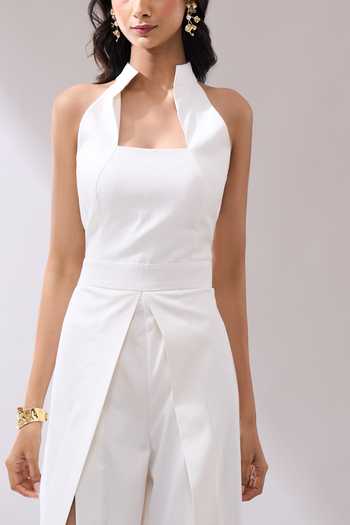 Naintara Bajaj_Ivory Corset Bodice Jumpsuit _Online_at_Aza_Fashions
